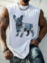Herren Bulldogge Muster Patchwork Kunst Tank Top